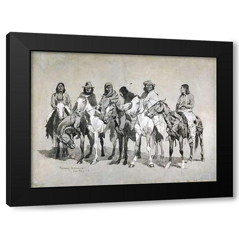 Waiting For The Beef Issue Black Modern Wood Framed Art Print with Double Matting by Remington, Frederic