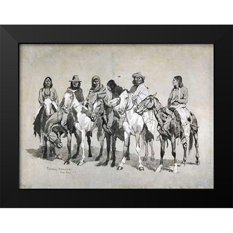 Waiting For The Beef Issue Black Modern Wood Framed Art Print by Remington, Frederic