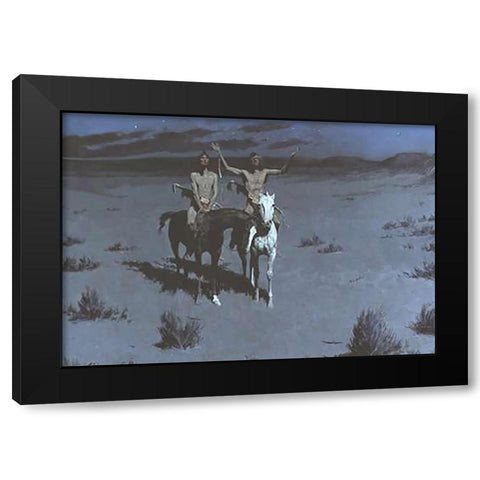 White Otter Is No Longer A Boy Black Modern Wood Framed Art Print by Remington, Frederic