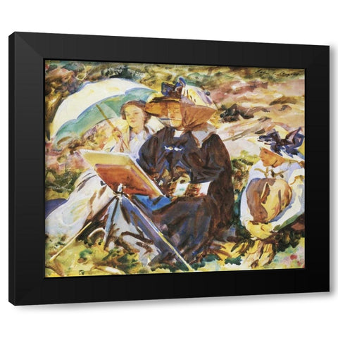 Simplon Pass, the Lesson Black Modern Wood Framed Art Print with Double Matting by Sargent, John Singer