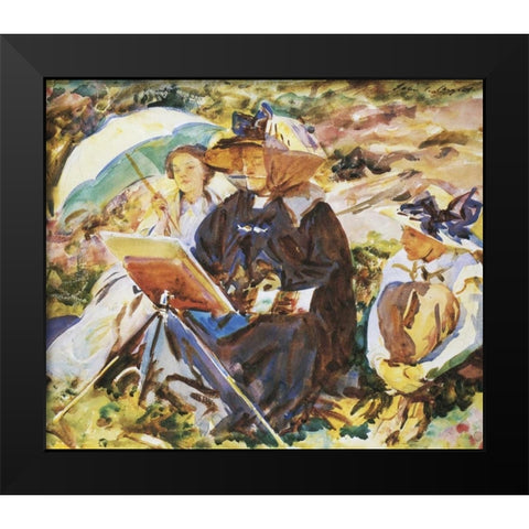 Simplon Pass, the Lesson Black Modern Wood Framed Art Print by Sargent, John Singer