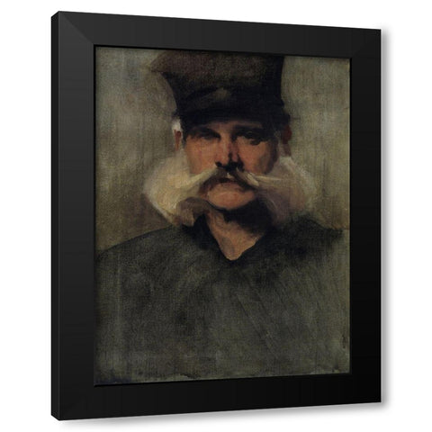 Study of a Man Wearing a Tall Black Hat Black Modern Wood Framed Art Print with Double Matting by Sargent, John Singer