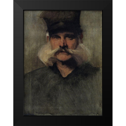 Study of a Man Wearing a Tall Black Hat Black Modern Wood Framed Art Print by Sargent, John Singer