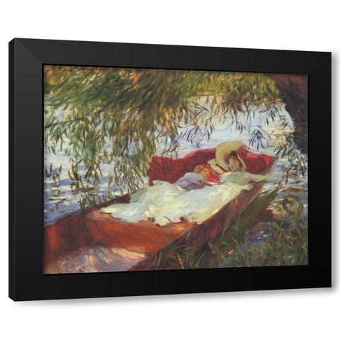 Two Women Asleep under the Willows Black Modern Wood Framed Art Print with Double Matting by Sargent, John Singer