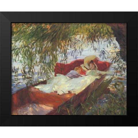 Two Women Asleep under the Willows Black Modern Wood Framed Art Print by Sargent, John Singer