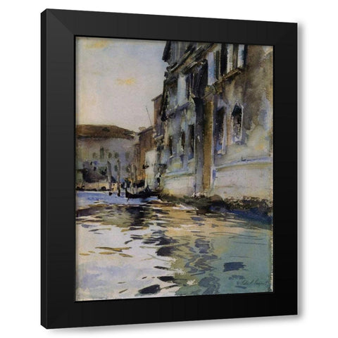 Venetian Canal; Palazzo Contarini degli Scrigni Black Modern Wood Framed Art Print with Double Matting by Sargent, John Singer