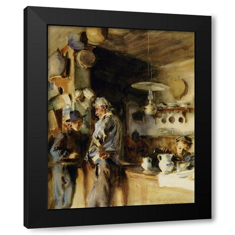 Wineshop, 1903 Black Modern Wood Framed Art Print with Double Matting by Sargent, John Singer