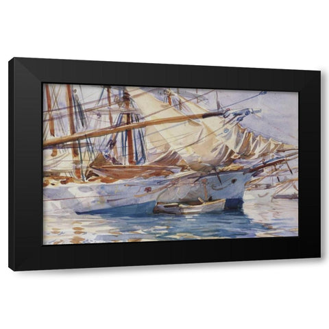 Yachts at Anchor, Palma de Majorca, 1912 Black Modern Wood Framed Art Print with Double Matting by Sargent, John Singer