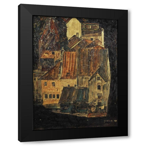 City On The Blue River I 1910 Black Modern Wood Framed Art Print by Schiele, Egon