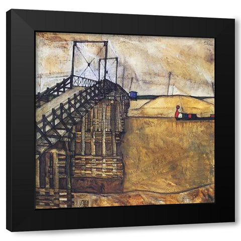 The Bridge Black Modern Wood Framed Art Print by Schiele, Egon