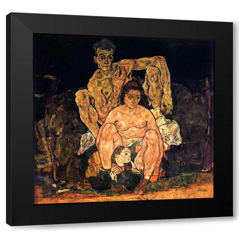 The Family 1918 Black Modern Wood Framed Art Print by Schiele, Egon