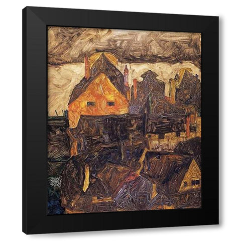 The Old City I Black Modern Wood Framed Art Print by Schiele, Egon