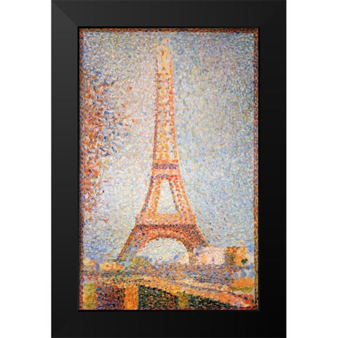Eiffel Tower Black Modern Wood Framed Art Print by Seurat, Georges