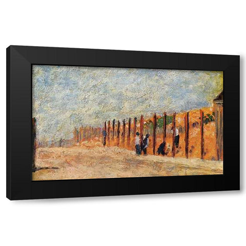 Peasants Driving Stakes Black Modern Wood Framed Art Print by Seurat, Georges