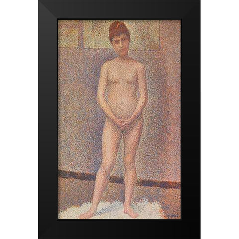 Standing Model Black Modern Wood Framed Art Print by Seurat, Georges
