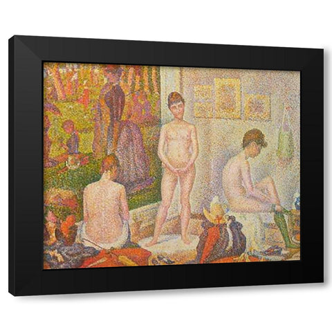 The Models Black Modern Wood Framed Art Print with Double Matting by Seurat, Georges
