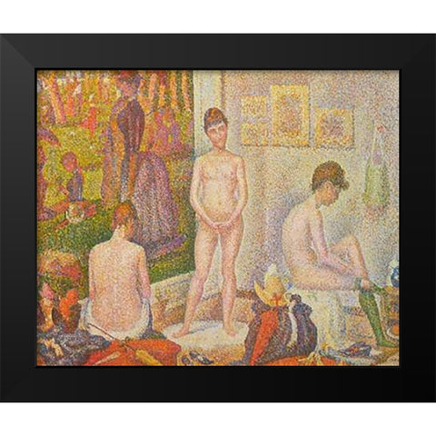 The Models Black Modern Wood Framed Art Print by Seurat, Georges