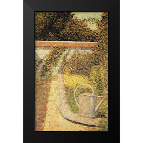 The Watering Can Garden At Le Raincy Black Modern Wood Framed Art Print by Seurat, Georges