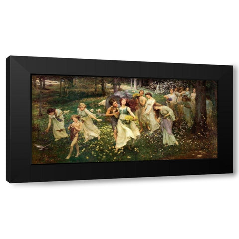 Ward The Progress Of Spring 1905 Black Modern Wood Framed Art Print with Double Matting by Seurat, Georges