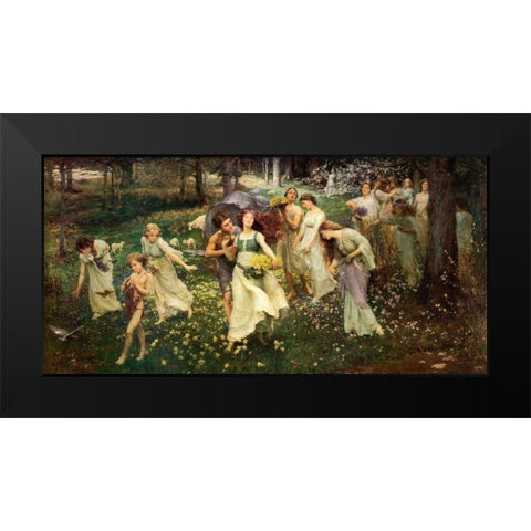 Ward The Progress Of Spring 1905 Black Modern Wood Framed Art Print by Seurat, Georges