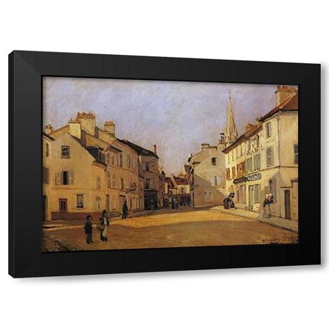 Square At Argenteuil Black Modern Wood Framed Art Print by Sisley, Alfred
