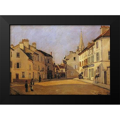 Square At Argenteuil Black Modern Wood Framed Art Print by Sisley, Alfred