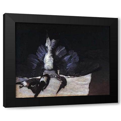 Still Life With Heron Black Modern Wood Framed Art Print with Double Matting by Sisley, Alfred