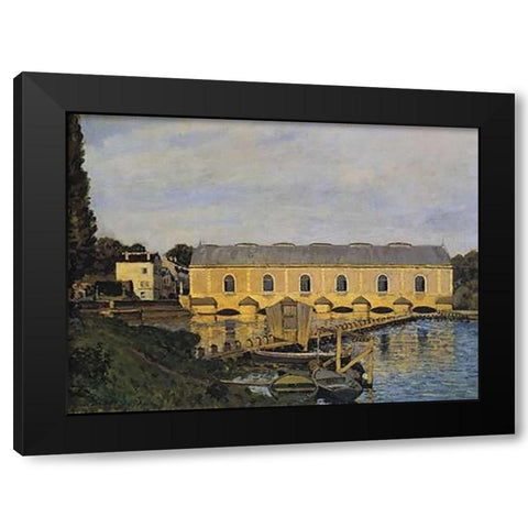 The Machine At Marly Black Modern Wood Framed Art Print with Double Matting by Sisley, Alfred