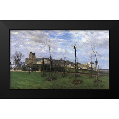 View Of Montmarte From The Cite Des Fleurs Black Modern Wood Framed Art Print by Sisley, Alfred