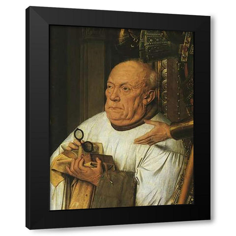 Virgin And Child With George Van Der Paele Det 6 Black Modern Wood Framed Art Print with Double Matting by Van Eyck, Jan