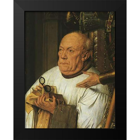 Virgin And Child With George Van Der Paele Det 6 Black Modern Wood Framed Art Print by Van Eyck, Jan