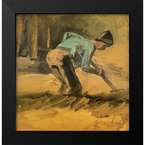 Man Digging Black Modern Wood Framed Art Print by Van Gogh, Vincent