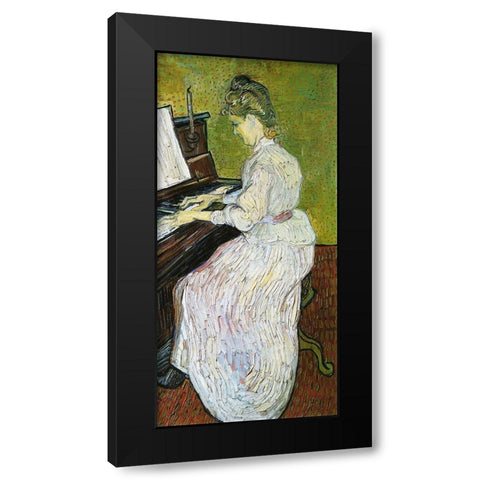 Marguerite Gachet At Piano Black Modern Wood Framed Art Print by Van Gogh, Vincent