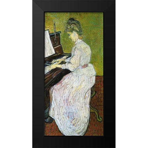 Marguerite Gachet At Piano Black Modern Wood Framed Art Print by Van Gogh, Vincent