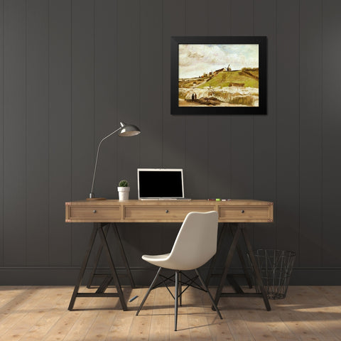 Montmartre Quarry Mills Black Modern Wood Framed Art Print by Van Gogh, Vincent