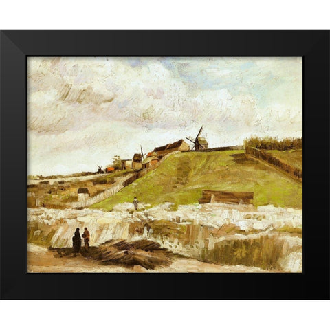 Montmartre Quarry Mills Black Modern Wood Framed Art Print by Van Gogh, Vincent