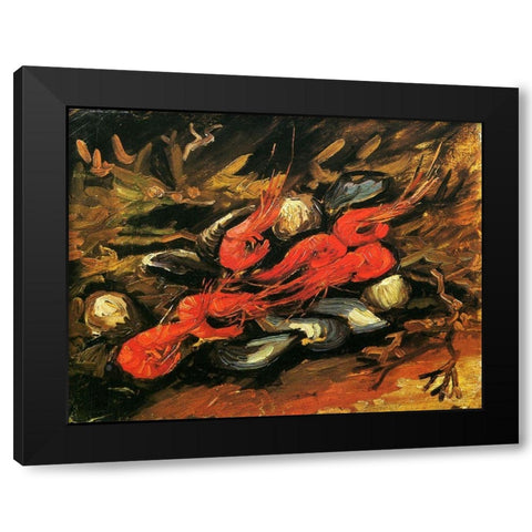 Mussels Shrimp Black Modern Wood Framed Art Print with Double Matting by Van Gogh, Vincent