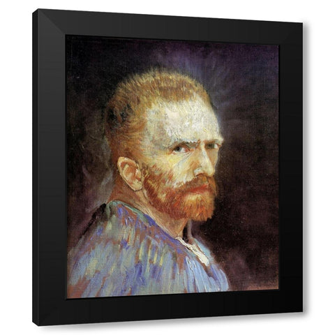 Self Portrait Black Modern Wood Framed Art Print with Double Matting by Van Gogh, Vincent