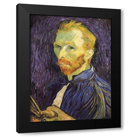 Self Portrait 1889 Black Modern Wood Framed Art Print by Van Gogh, Vincent