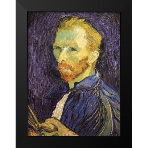 Self Portrait 1889 Black Modern Wood Framed Art Print by Van Gogh, Vincent