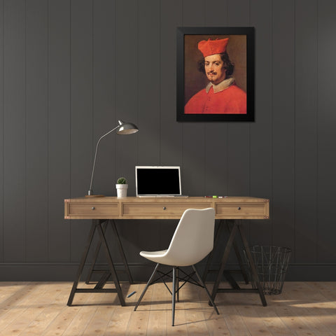 Cardinal Astalli Black Modern Wood Framed Art Print by Velazquez, Diego