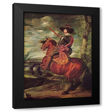 Equestrian Portrait Of The Count Duke Of Olivares Black Modern Wood Framed Art Print by Velazquez, Diego