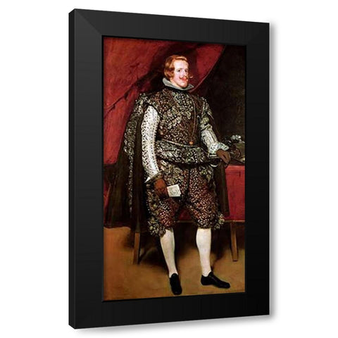 King Philip IV In A Costume With Silver Black Modern Wood Framed Art Print with Double Matting by Velazquez, Diego