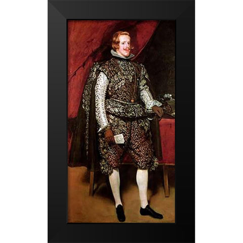 King Philip IV In A Costume With Silver Black Modern Wood Framed Art Print by Velazquez, Diego