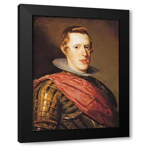Philip IV In Armour Black Modern Wood Framed Art Print by Velazquez, Diego