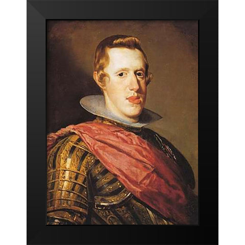 Philip IV In Armour Black Modern Wood Framed Art Print by Velazquez, Diego