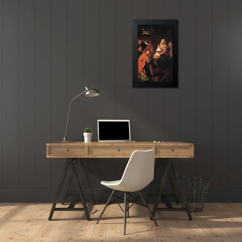 The Adoration Of The Magi Black Modern Wood Framed Art Print by Velazquez, Diego