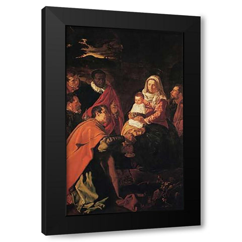 The Adoration Of The Magi Black Modern Wood Framed Art Print with Double Matting by Velazquez, Diego