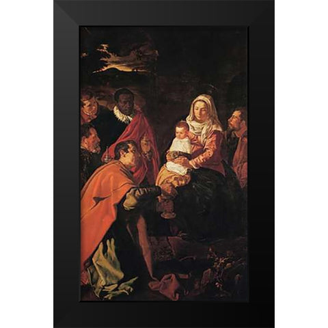 The Adoration Of The Magi Black Modern Wood Framed Art Print by Velazquez, Diego