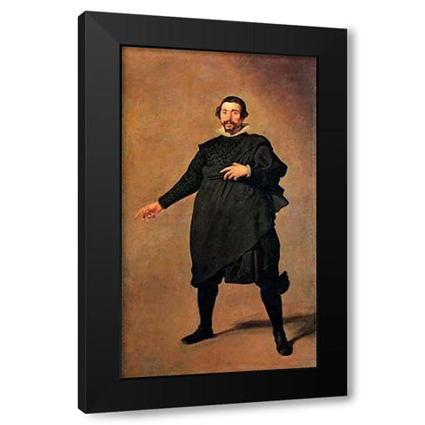 The Buffoon Pablo De Valladolid Black Modern Wood Framed Art Print by Velazquez, Diego